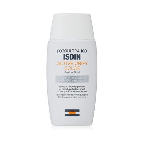 ISDIN FotoUltra 100 Active Unify Fusion Fluid Color SPF50+ 50ml | Éclaircit et unifie le teint de votre peau | Aide à réduir