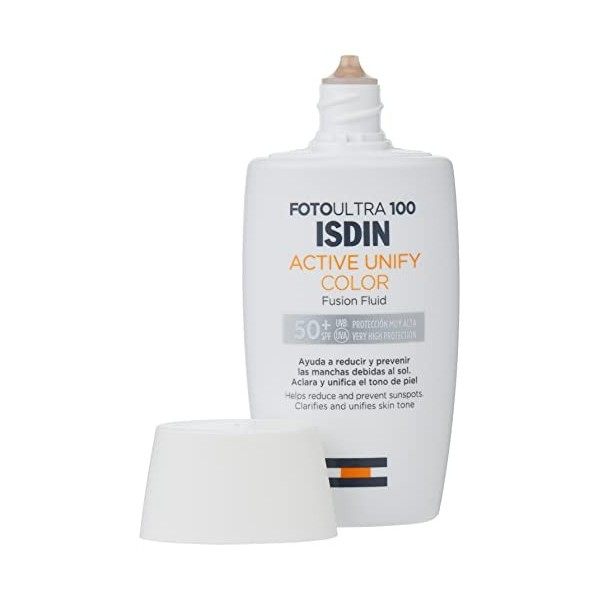 ISDIN FotoUltra 100 Active Unify Fusion Fluid Color SPF50+ 50ml | Éclaircit et unifie le teint de votre peau | Aide à réduir