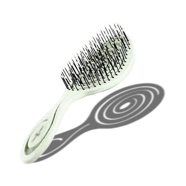 CHIARA AMBRA Brosse Démêlante Bio-Friendly - Brosse à Cheveux Demelante sans Tirer Cheveux Bouclés Épais ou Extensions - Bros