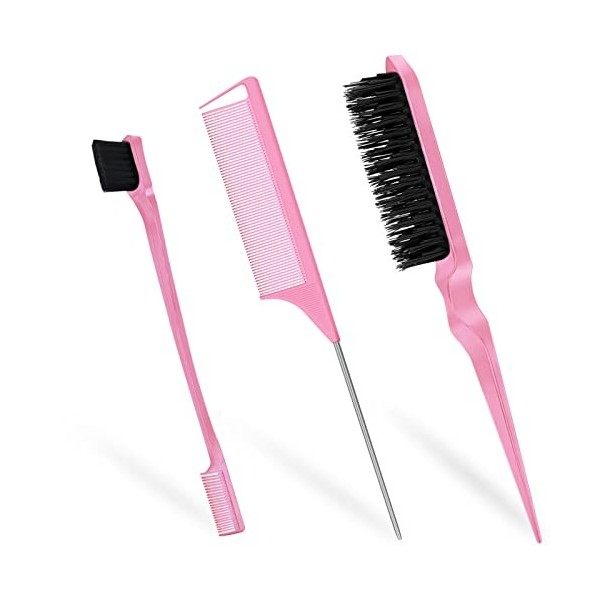 Qufiiry Brosse à Taquiner, 3 Pièces Peigne a Queue, Peigne à Double Tranchant, Peigne Brosse Set,Brosse Plaquante, pour Salon