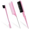 Qufiiry Brosse à Taquiner, 3 Pièces Peigne a Queue, Peigne à Double Tranchant, Peigne Brosse Set,Brosse Plaquante, pour Salon