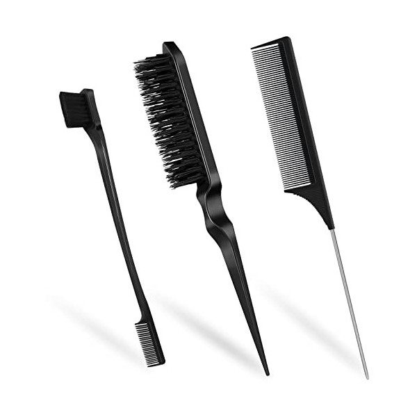 Qufiiry Brosse à Taquiner, 3 Pièces Peigne a Queue, Peigne à Double Tranchant, Peigne Brosse Set,Brosse Plaquante, pour Salon