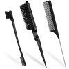 Qufiiry Brosse à Taquiner, 3 Pièces Peigne a Queue, Peigne à Double Tranchant, Peigne Brosse Set,Brosse Plaquante, pour Salon