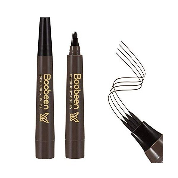 Boobeen Stylo à sourcils étanche - Crayon à sourcils Microblading avec applicateur à pointe micro-fourche - Crée des sourcils