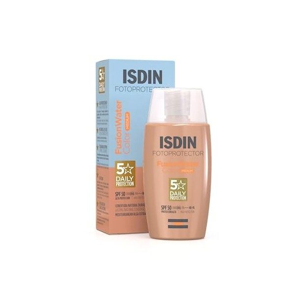 Isdin Fotoprotector Fusion Water Color Medium SPF 50 Ecran solaire teinté à base deau pour le visage pour un usage quotidien