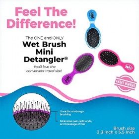 Wet Brush Lot de 3 brosses à cheveux démêlantes avec poils doux IntelliFlex, idéales pour hommes, femmes et enfants, mini dém