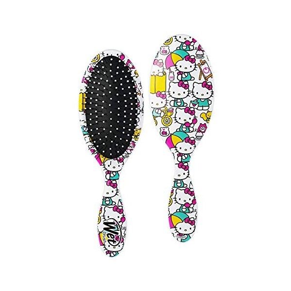 WetBrush Original Detangler Hairbrush UltraSoft Bristles Ergonomic Handle Pain Free Brushing for All Ages Hello Kitty AOP Whi