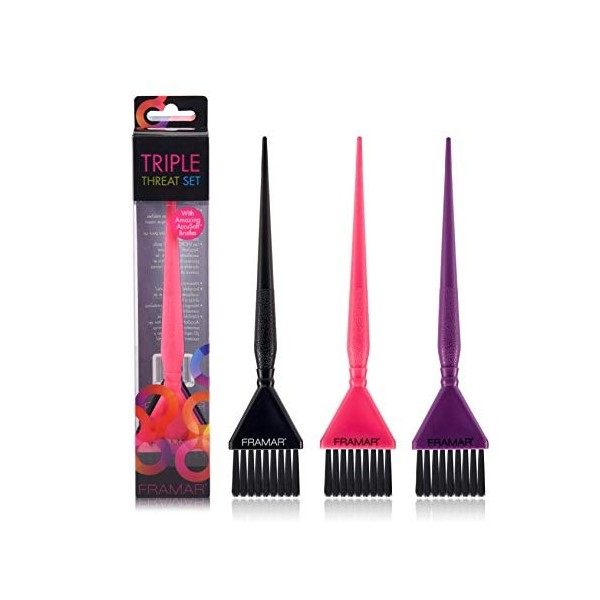 Framar Triple Threat Lot de pinceaux de Coloration pour Cheveux