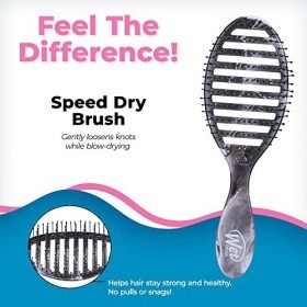 Wet Brush Speed Dry Hair Brush - Metallic Marble, Onyx - Vented Design and Ultra Soft HeatFlex Bristles Are Blow Dry Safe Wit
