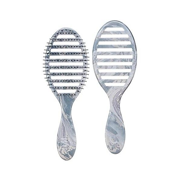 Wet Brush Speed Dry Hair Brush - Metallic Marble, Silver - Vented Design and Ultra Soft HeatFlex Bristles Are Blow Dry Safe W