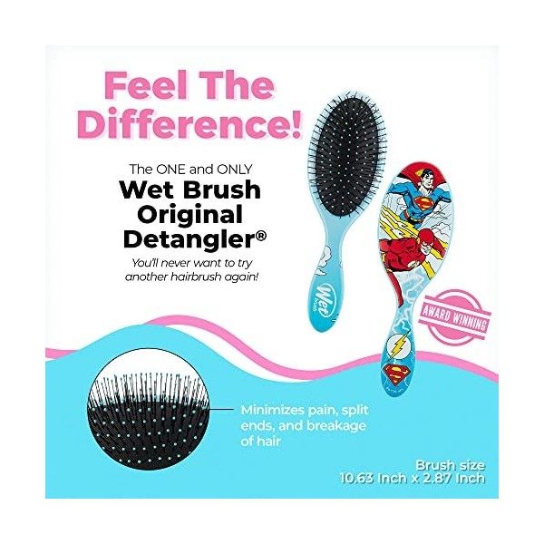 WetBrush Original Detangler, Ultra Soft Intelliflex Bristles, Justice League Superman and Flash, DC Comics Range,For All Hair