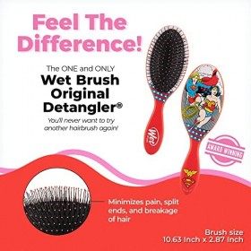 WetBrush Original Detangler, Ultra Soft Intelliflex Bristles, Justice League Supergirl and Wonderwoman, DC Comics Range, For 