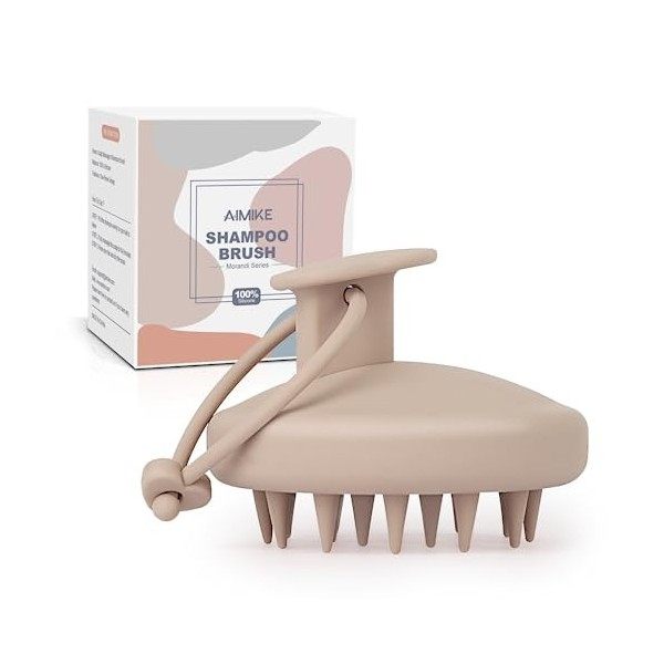 AIMIKE Brosse Massage Cuir Chevelu, Brosse à Shampoing en 100% Silicone pour Enlever les Pellicules et la Croissance des Chev