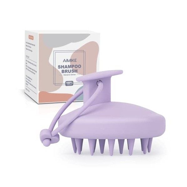 AIMIKE Brosse Massage Cuir Chevelu, Brosse à Shampoing en 100% Silicone pour Enlever les Pellicules et la Croissance des Chev