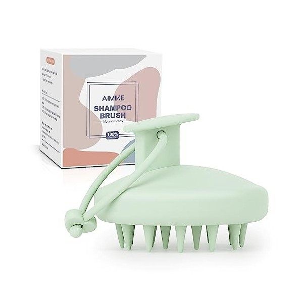 AIMIKE Brosse Massage Cuir Chevelu, Brosse à Shampoing en 100% Silicone pour Enlever les Pellicules et la Croissance des Chev