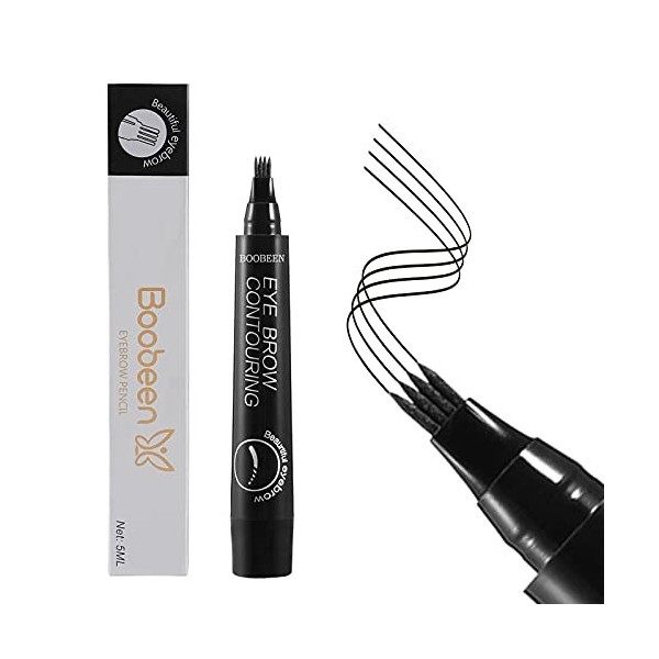 Boobeen Stylo à sourcils étanche - Crayon à sourcils Microblading avec applicateur à pointe micro-fourche - Crée des sourcils