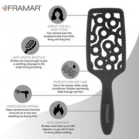 FRAMAR Brosse à cheveux ventilée professionnelle – Brosse à cheveux incurvée pour brushing, brosse à cheveux humide pour femm