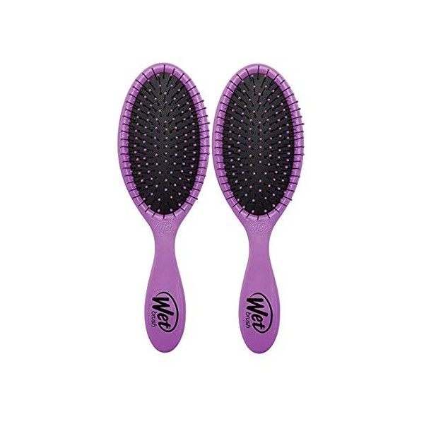 Wet Brush Original Detangler Hair Brush - Purple Pack of 2 - Exclusive Ultra-soft IntelliFlex Soies - Glide Through Tangles