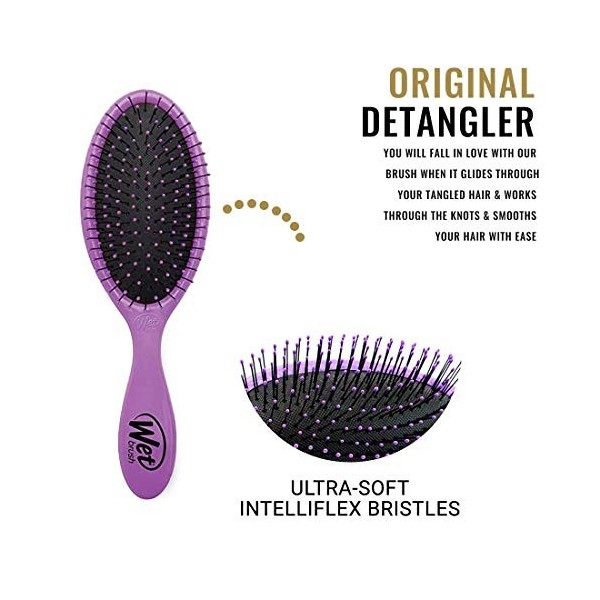 Wet Brush Original Detangler Hair Brush - Purple Pack of 2 - Exclusive Ultra-soft IntelliFlex Soies - Glide Through Tangles