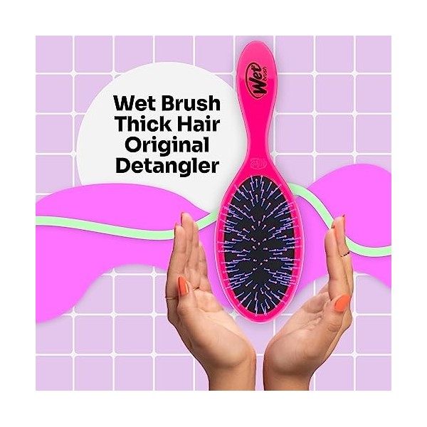 WetBrush Thick Hair Detangler with Unique Cluster Patterns of Soft Intelliflex Bristles to Gently Separate the Thickest of Ha