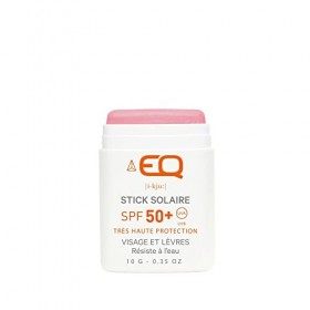 EQ | Stick solaire Visage Bio - Framboise - Très Haute protection SPF50+ - 10g - Pour Sportifs et Enfants - Résistant à leau