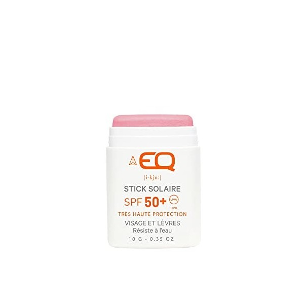 EQ | Stick solaire Visage Bio - Framboise - Très Haute protection SPF50+ - 10g - Pour Sportifs et Enfants - Résistant à leau