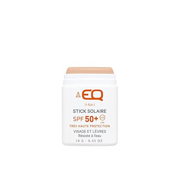 EQ | Stick solaire Visage Bio - Framboise - Très Haute protection SPF50+ - 10g - Pour Sportifs et Enfants - Résistant à leau