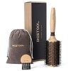 BESTOOL Brosse ronde pour brushing, poils de sanglier avec épingles en nylon Brosse à cheveux ronde, brosse de coiffage ronde