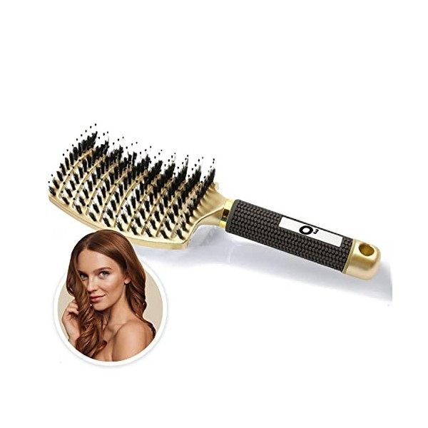 Brosse Poil de Sanglier, 1 Brosse à Cheveux en Poils de Sanglier, Brosse a cheveux demelante, 100% Naturelle – Pour démêler e