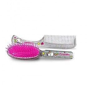 Brosse Detangler + Peigne Casalfe Licornes et Brilli Brilli Résistant au Sèche-cheveux Transparent Paillettes 3466 