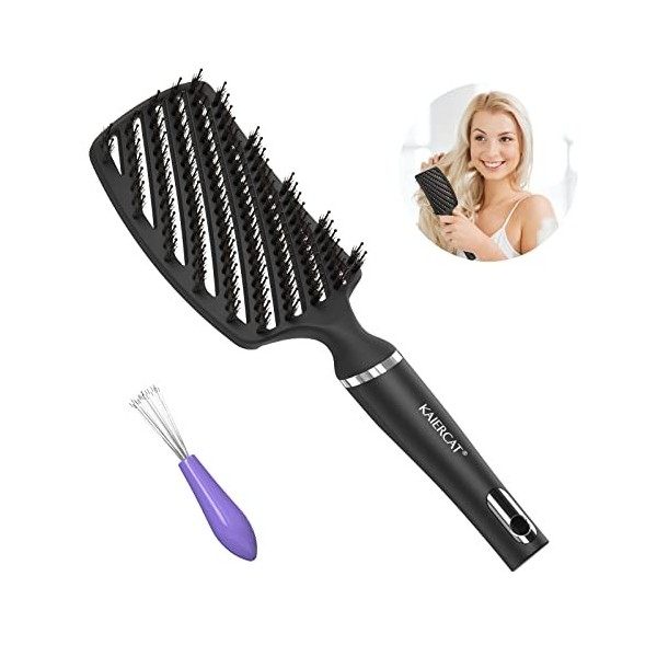 Brosse à poil de sanglier Kaiercat®-Meilleure pour démêlage de cheveux épais et démêlant pour séchage plus rapide - Poil de s