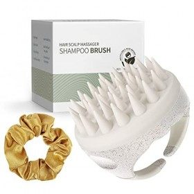 AIMIKE Brosse Massage Cuir Chevelu [Humide & Sec], Brosse Shampoing Cheveux Silicone et Masseur Tete, Scalp Massager pour Net