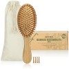 COM-FOUR® Brosse à cheveux naturelle en bambou - brosse écologique avec poils naturels pour des cheveux naturellement beaux -