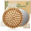 COM-FOUR® Brosse à cheveux naturelle en bambou - brosse écologique avec poils naturels pour des cheveux naturellement beaux -