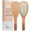 Brosse à Cheveux en Bois, Brosse Plate à Picots Souples pour Femme - Brosse Démêlante en bois de Hêtre durable, pour tous typ