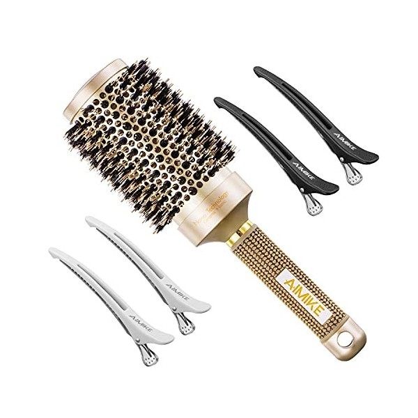 Brosse Ronde,brosse à Cheveux en Céramique Nano Thermique et Technologie Ionique,Améliore la Texture pour le Sséchage des Che