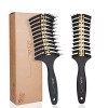 Feligio 2 PCS Brosse Cheveux Poil de Sanglier, Brosse Brushing Courbée et Ventilée, Séchage Ventilé et Accéléré, Huile Capill