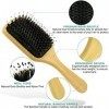 2Pcs Boar Brush Brosse à cheveux, Brosse à cheveux en bois de bambou naturel et brosses de voyage Démêlant, lissant et faisan