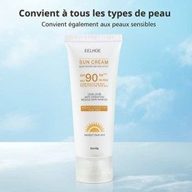 Crème Protectrice SPF90 UVA-UVB, Crème Solaire Visage et Corps, Protection Solaire Adaptée aux Peaux Sensibles, écran Solaire