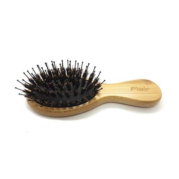 Flair Brosse à cheveux démêlante en soie de sanglier en bambou, mélange de nylon souple mini 