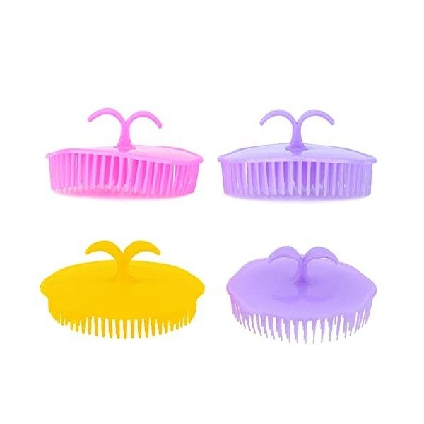 4 PCs Brosse de Massage Cuir Chevelu Cuir chevelu Peigne, Brosse à shampooing en Silicone, Brosse de Massage de Shampooing Pe