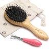 BESTOOL Petite brosse à cheveux Besoom pour femme, homme ou enfant, brosse à cheveux en poils de sanglier pour démêler, défri