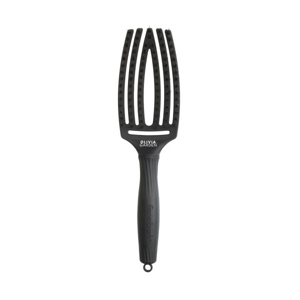 Olivia Garden - Fingerbrush Care Iconic Boar & Nylon Full Black HairBrush - Medium