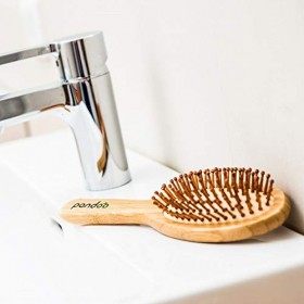 pandoo | Brosse à cheveux en bambou naturel - Avec picots en bambou&nbsp;-&nbsp;Vegan – Végetalien – Démêlante, antistatique et respect
