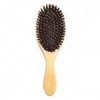 Brosse à cheveux Poignée en bambou naturel Poils de sanglier Brosse Anti-statique Cheveux Cuir chevelu Paddle Brosse à cheveu