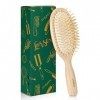 LORSEX Brosse à cheveux en bois de hêtre avec poils de bambou et coussin dair Brosse à cheveux lissante pour femmes démêlant