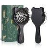 LORSEX Petite brosse à cheveux, mini brosse à cheveux ours pour femme, homme et enfant, brosse en poils de sanglier avec pico