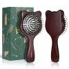 LORSEX Petite brosse à cheveux, mini brosse à cheveux ours pour femme, homme et enfant, brosse en poils de sanglier avec pico