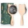 LORSEX Petite brosse à cheveux, mini brosse à cheveux ours pour femme, homme et enfant, brosse en poils de sanglier avec pico