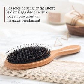 lampox® Brosse à cheveux en bambou avec des soies de sanglier Massage de la tête Soin des cheveux